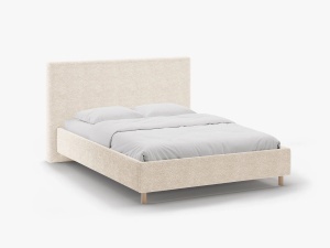 PAT TAPITAT, ELOISE, 140x200, BEJ DESCHIS, SOMIERA RABATABILA, CU TAPITERIE DIN TEXTIL BOUCLE ROLF, MICADONI