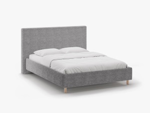 PAT TAPITAT, ELOISE, 180x200, GRI DESCHIS, SOMIERA RABATABILA, CU TAPITERIE DIN TEXTIL BOUCLE ROLF, MICADONI