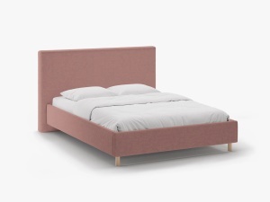PAT TAPITAT, ELOISE, 180x200, ROZ, SOMIERA RABATABILA, CU TAPITERIE DIN TEXTIL STRUCTURAT MOLYBDEN, MICADONI