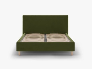 PAT TAPITAT, ELOISE, 180x200, VERDE ARMATA, SOMIERA RABATABILA, CU TAPITERIE DIN CATIFEA MAGIC VELVET, MICADONI - Img 2