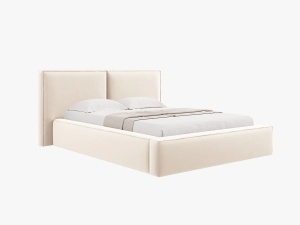 PAT TAPITAT JODIE, 180X200, BEJ DESCHIS, CU TAPITERIE DIN CATIFEA BLUVEL, MICADONI