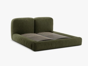 PAT TAPITAT MARTINA, 140X200, VERDE, SOMIERA RABATABILA, CU TAPITERIE DIN TEXTIL STRUCTURAT BOSTON, MICADONI - Img 3