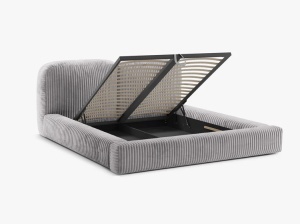 PAT TAPITAT MARTINA, 160X200, GRI DESCHIS, SOMIERA RABATABILA, CU TAPITERIE DIN TEXTIL CORDUROY TILIA, MICADONI - Img 4
