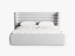 PAT TAPITAT MOUNT, 160X200, MELANJ GRI DESCHIS, SOMIERA RABATABILA, CU TAPITERIE DIN TEXTIL STRUCTURAT PUENTE, MICADONI - Img 2