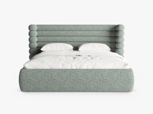 PAT TAPITAT MOUNT, 200X200, MELANJ VERDE MUSCHI, SOMIERA RABATABILA, CU TAPITERIE DIN TEXTIL STRUCTURAT PUENTE, MICADONI - Img 2