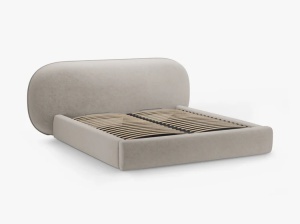 PAT TAPITAT, OVALO, 180x200, BEJ, SOMIERA RABATABILA, CU TAPITERIE DIN TEXTIL CHENILLE PERFECT HARMONY, MICADONI - Img 3
