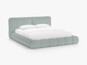 PAT TAPITAT SOLANGE, 200X200, ALBASTRU PRAFUIT, SOMIERA RABATABILA, CU TAPITERIE DIN TEXTIL CHENILLE SILENCIO, MICADONI