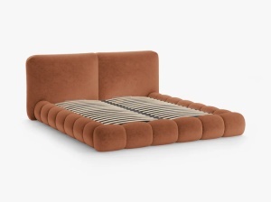 PAT TAPITAT SOLANGE, 200X200, CARAMIZIU, SOMIERA RABATABILA, CU TAPITERIE DIN TEXTIL CHENILLE PERFECT HARMONY, MICADONI - Img 3