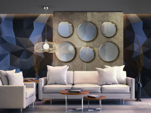 PENDUL FORMA, 55 CM, AURIU/CROM, DIN METAL, STIL MODERN - Img 2