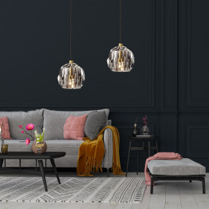 PENDUL GLAMOR CRYSTAL APP586-1CP, 10x90 cm, NEGRU SI AURIU, DIN METAL SI STICLA, STIL MODERN, TU - Img 8