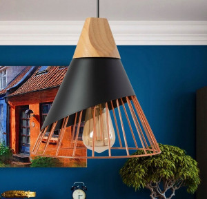 PENDUL SCANDINAVIAN METAL APP225-1CP, 25x28x100 cm, NEGRU SI MARO/NATURAL, DIN LEMN SI METAL, STIL MODERN, TU - Img 2