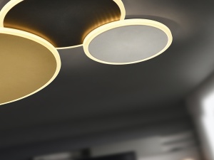 PLAFONIERA UMBRA, 63 CM, ALB/NEGRU/AURIU, DIN METAL, ALUMINIU SI ACRIL STIL MODERN - Img 3