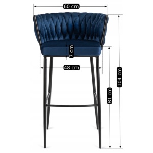 SCAUN BAR, ARTIM MEBLE, REALIZAT DIN CATIFEA SI METAL, CULOARE ALBASTRU/NEGRU, STIL MODERN - Img 7
