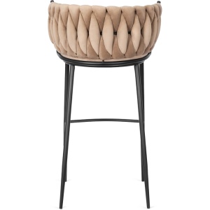 SCAUN BAR, ARTIM MEBLE, REALIZAT DIN CATIFEA SI METAL, CULOARE BEJ/NEGRU, STIL MODERN - Img 5