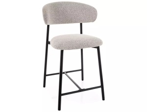 SCAUN BAR ELTON H2, GRI 232/NEGRU MAT, TAPITERIE DIN TEXTIL SI PICIOARE DIN METAL, STIL MODERN