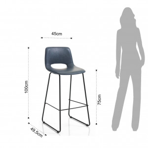 SCAUN BAR, LEONEL, 100CM, GRI, CADRUL DIN METAL SI PIELE ECO, STIL MODERN, COD 3800 - Img 6