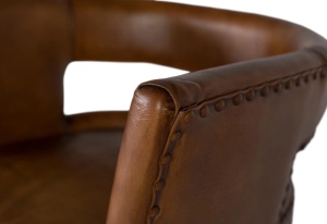 SCAUN BAR VENA 60CM, REALIZAT DIN METAL SI PIELE NATURALA, CULOARE MARO/NEGRU, GINER Y COLOMER - Img 4