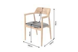 SCAUN BESTSELLER, KENNEDY, CU BRATE, REALIZAT DIN LEMN DE PIN SI PIELE ECO, CULOARE NATUR/NEAGRA - Img 8
