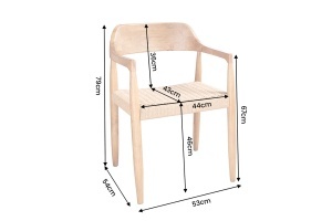SCAUN BESTSELLER, KENNEDY, CU BRATE, REALIZAT DIN LEMN DE PIN SI RATAN, CULOARE NATUR, INVICTA INTERIOR - Img 9
