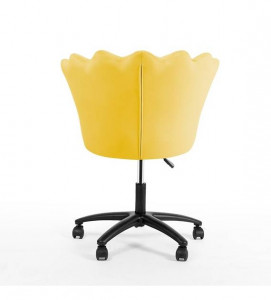 SCAUN BIROU PRINCESSA, GALBEN/NEGRU, TAPITERIE DIN CATIFEA SI PICIOARE DIN METAL, STIL MODERN - Img 3