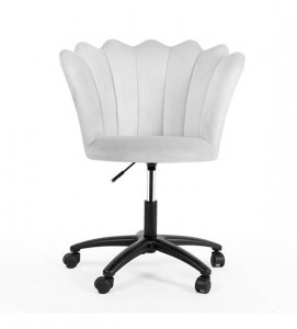 SCAUN BIROU PRINCESSA, GRI/NEGRU, TAPITERIE DIN CATIFEA SI PICIOARE DIN METAL, STIL MODERN - Img 2