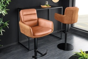 SCAUN DE BAR, BIG GEORGE, PIELE, MICROFIBRA SI METAL, CULOARE CONIAC, ARTIM GROUP SELECTION - Img 6
