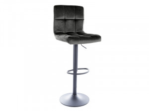 SCAUN DE BAR C105, NEGRU BLUVEL 19/NEGRU MAT, TAPITERIE DIN CATIFEA SI PICIOARE DIN METAL, STIL MODERN