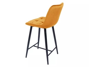 SCAUN DE BAR CHIC H-2, CURRY BLUVEL 68/NEGRU MAT, TAPITERIE DIN CATIFEA SI METAL, STIL MODERN - Img 3