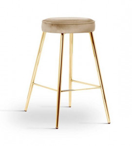 SCAUN DE BAR CIRCO 60, BEJ/AURIU, STIL MODERN, CONFECTIONAT DIN CATIFEA SI METAL