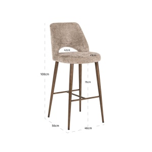 SCAUN DE BAR DELPHINE LOVELY NATURE, 213620, CONFECTIONAT DIN POLIESTER, METAL SI SPUMA, MARO/NEGRU, STIL MODERN - Img 3