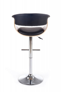 SCAUN DE BAR H45, NEGRU/STEJAR/CROM, TAPITERIE DIN PIELE ECOLOGICA SI LEMN SI PICIOARE DIN METAL, STIL MODERN - Img 2