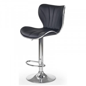 SCAUN DE BAR H69, NEGRU/CROM, TAPITERIE DIN PIELE ECOLOGICA SI PICIOR DIN METAL, STIL MODERN, HALMAR - Img 2
