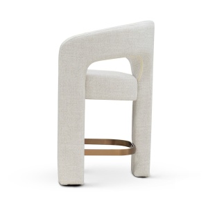 SCAUN DE BAR, MACAO M 60 CM, CREM/AURIU, TAPITERIE DIN TEXTIL, SPUMA, ARCURI, LEMN DE FAG SI METAL, STIL MODERN - Img 3