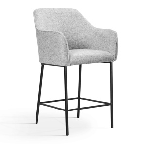 SCAUN DE BAR MALAGA M 60, CONFECTIONAT DIN METAL, SPUMA, ARCURI SI TEXTIL, GRI/NEGRU, STIL MODERN