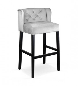 SCAUN DE BAR MANCHESTER, 70 CM, GRI/NEGRU, TAPITERIE DIN CATIFEA SI PICIOARE DIN LEMN DE FAG, STIL MODERN