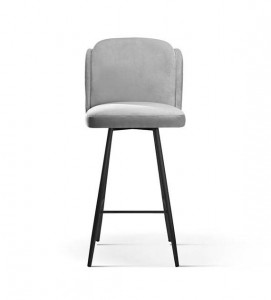 SCAUN DE BAR PIVOTANT BEETLE, 60 CM, GRI/NEGRU, TAPITERIE DIN CATIFEA SI PICIOARE DIN METAL, STIL MODERN - Img 2