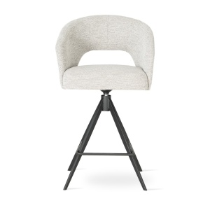 SCAUN DE BAR PIVOTANT, INES SUPREME TWIST M 60 CM, CREM/NUC, TAPITERIE DIN TEXTIL, SPUMA, ARCURI SI METAL, STIL MODERN - Img 2