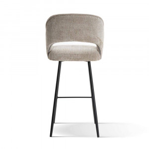SCAUN DE BAR PIVOTANT MERCY, 70 CM, BEJ/NEGRU, TAPITERIE DIN STOFA SI PICIOARE DIN METAL, STIL MODERN - Img 4