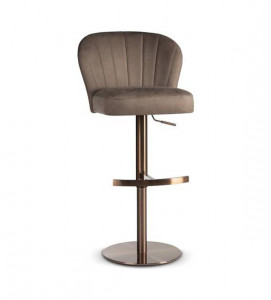SCAUN DE BAR PIVOTANT SHELLY SUPREME PUMP, BEJ INCHIS/AURIU INCHIS, TAPITERIE DIN CATIFEA SI PICIOR DIN METAL, STIL MODERN