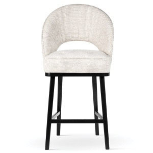 SCAUN DE BAR PONTE SUPREME L 60, CONFECTIONAT DIN LEMN, SPUMA, ARCURI SI TEXTIL, CREM/NEGRU, STIL MODERN - Img 2
