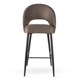 SCAUN DE BAR PONTE SUPREME L 70 CM, BEJ/NEGRU, TAPITERIE DIN TEXTIL, SPUMA, ARCURI SI METAL, STIL MODERN - Img 2