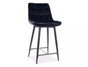 SCAUN DE BAR STIL CHIC H-2, NEGRU BLUVEL 19/NEGRU MAT, TAPITERIE DIN CATIFEA SI METAL, STIL MODERN