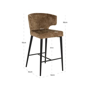 SCAUN DE BAR TAYLOR BRANDY FUSION, 213631, CONFECTIONAT DIN POLIESTER, METAL SI SPUMA, MARO/NEGRU, STIL MODERN - Img 3