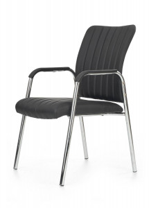 SCAUN DE BIROU/CONFERINTA VIGOR, NEGRU/CROM, TAPITERIE DIN PIELE ECOLOGICA SI PICIOARE DIN METAL, STIL MODERN - Img 2
