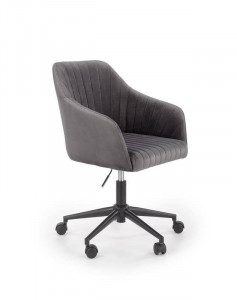 SCAUN DE BIROU FRESCO, GRI/NEGRU, TAPITERIE DIN CATIFEA SI PICIOARE DIN METAL, STIL MODERN - Img 1