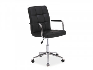 SCAUN DE BIROU PIVOTANT Q-022, NEGRU/CROM, TAPITERIE DIN PIELE ECOLOGICA SI PICIOR DIN METAL, STIL MODERN