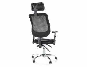 SCAUN DE BIROU PIVOTANT Q-118R, NEGRU/CROM, TAPITERIE DIN STOFA SI PLASA SI PICIOR DIN METAL, STIL MODERN - Img 4