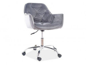 SCAUN DE BIROU PIVOTANT Q-190, GRI BLUVEL 14/CROM, TAPITERIE DIN CATIFEA SI PICIOR DIN METAL, STIL MODERN