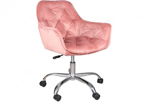 SCAUN DE BIROU PIVOTANT Q-190, ROZ ANTIC BLUVEL 52/CROM, TAPITERIE DIN CATIFEA SI PICIOR DIN METAL, STIL MODERN