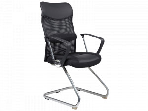 SCAUN DE BIROU Q-030 NEGRU/CROM DIN PIELE ECOLOGICA, TEXTIL PLASA SI METAL STIL MODERN SIGNAL